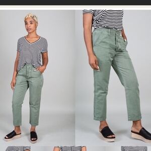 AMO Denim High Rise Utiltarian Cropped Ranger Pant Cotton Sage Green Size 29